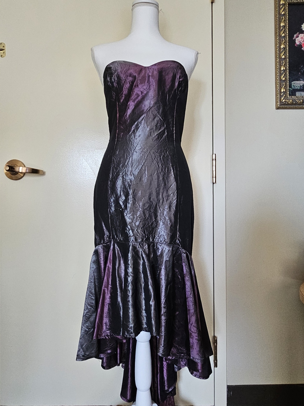 Strapless Purple Satin Mermaid Gown